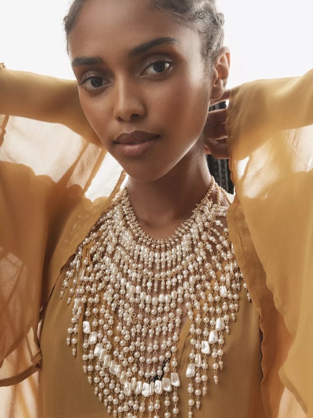 Multi Layered Crystal Bib Necklace By Anthropologie NWT